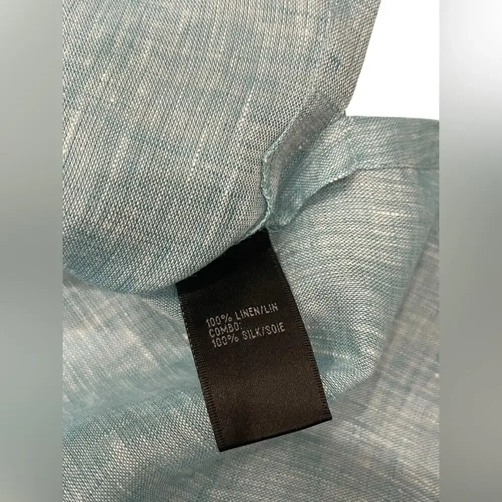 Lafayette 148 Womens Blue White beaded Long sleeve blouse size 18 - Picture 5 of 10